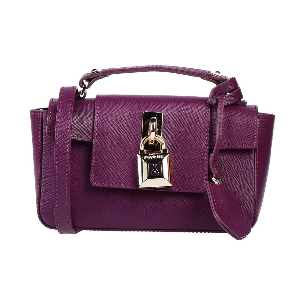Patrizia Pepe Calf Leather Borsa Plum Violet Mini Shoulder Bag Made in Italy.